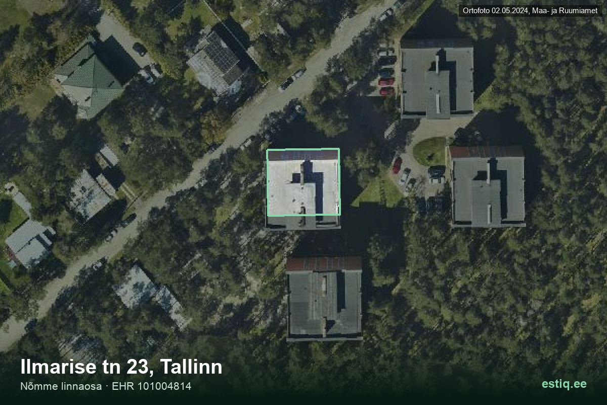 Ilmarise tänav 23, Tallinn – hoone aerofoto, kontuur ehitisregistri (EHR) andmetest