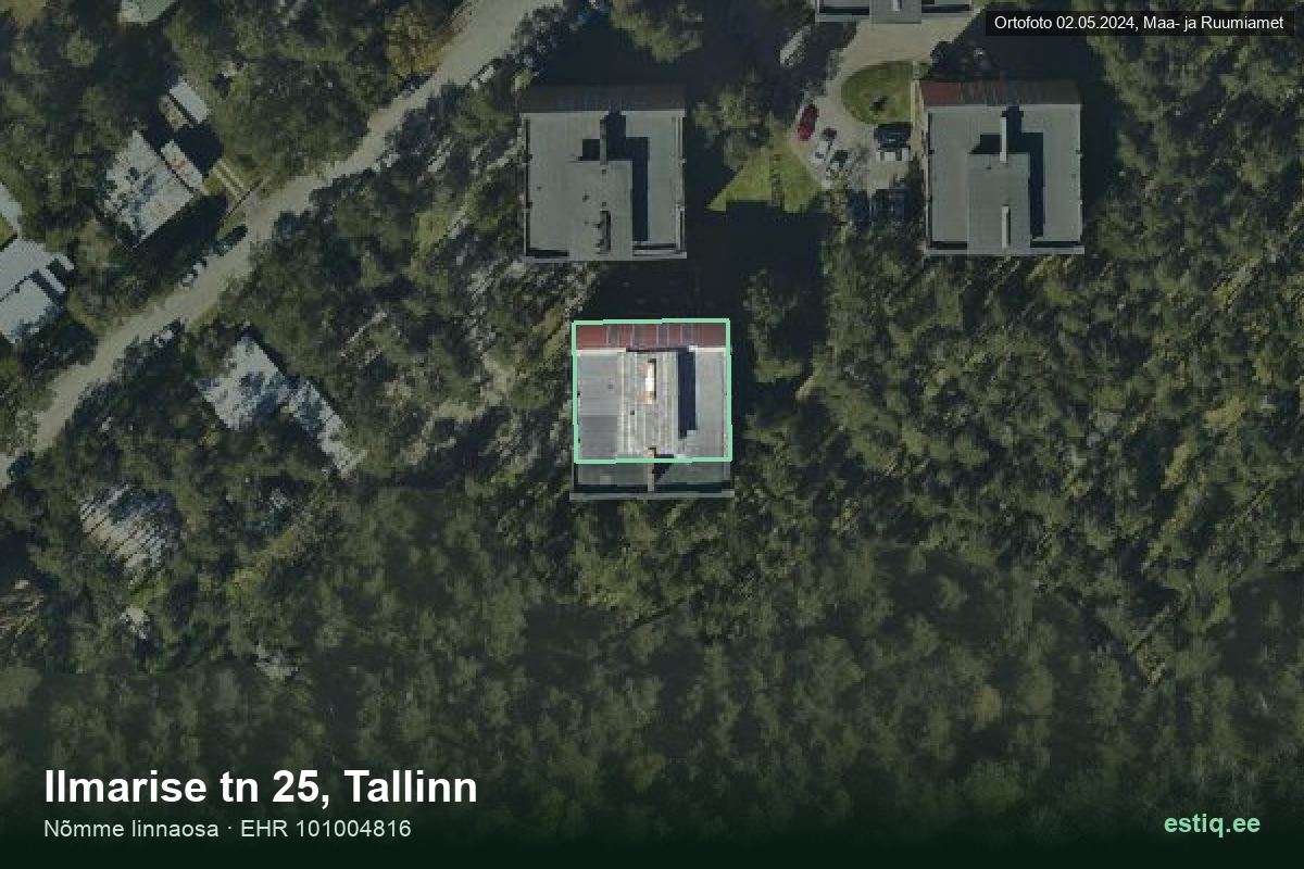 Ilmarise tänav 25, Tallinn – аэрофото дома, контур по данным регистра строений (EHR)