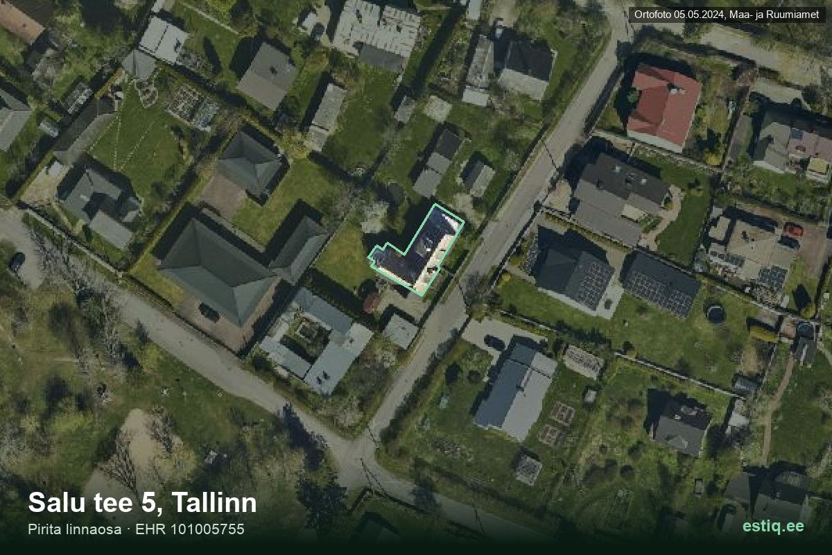 Salu tee 5, Tallinn – hoone aerofoto, kontuur ehitisregistri (EHR) andmetest