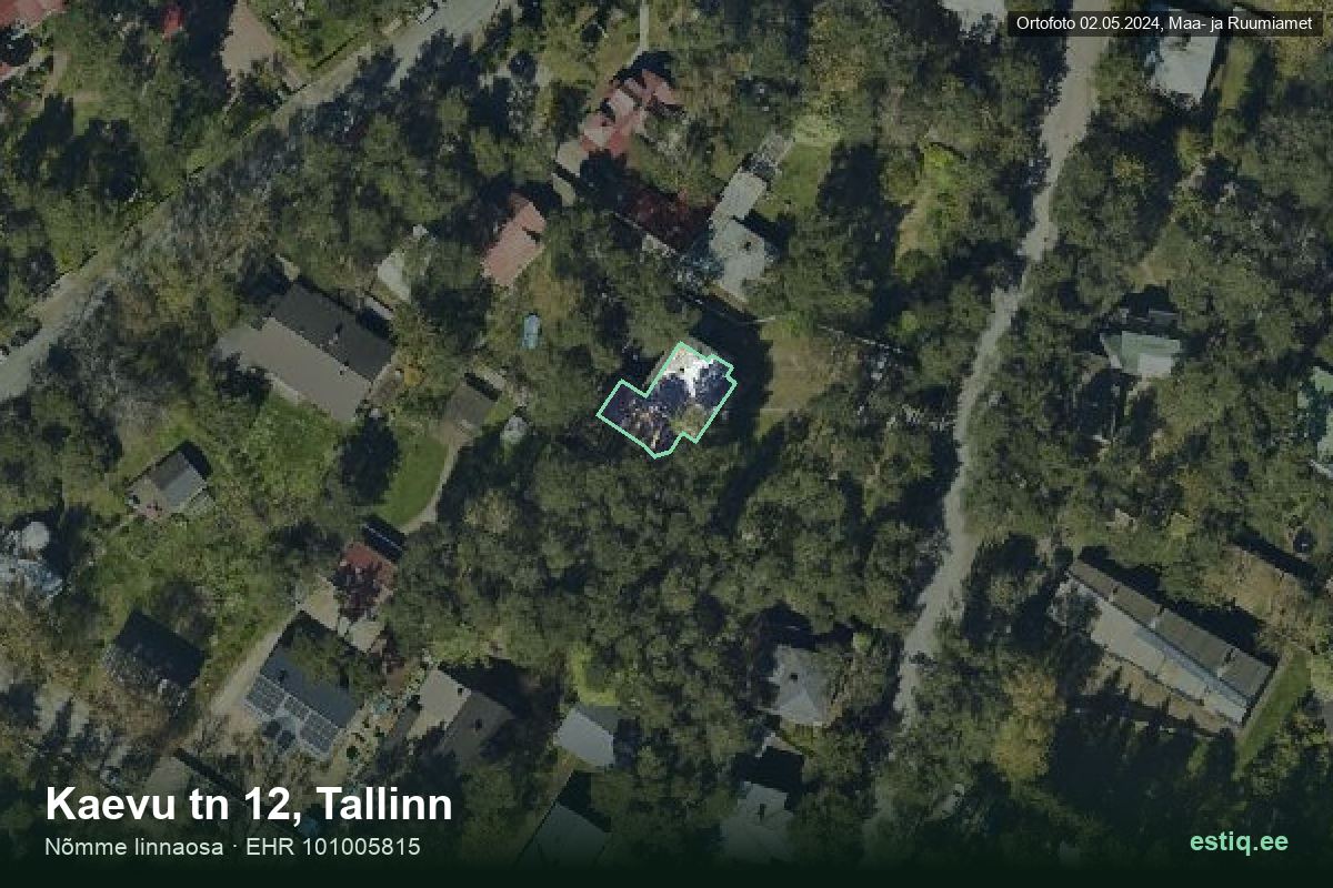 Kaevu tänav 12, Tallinn – hoone aerofoto, kontuur ehitisregistri (EHR) andmetest
