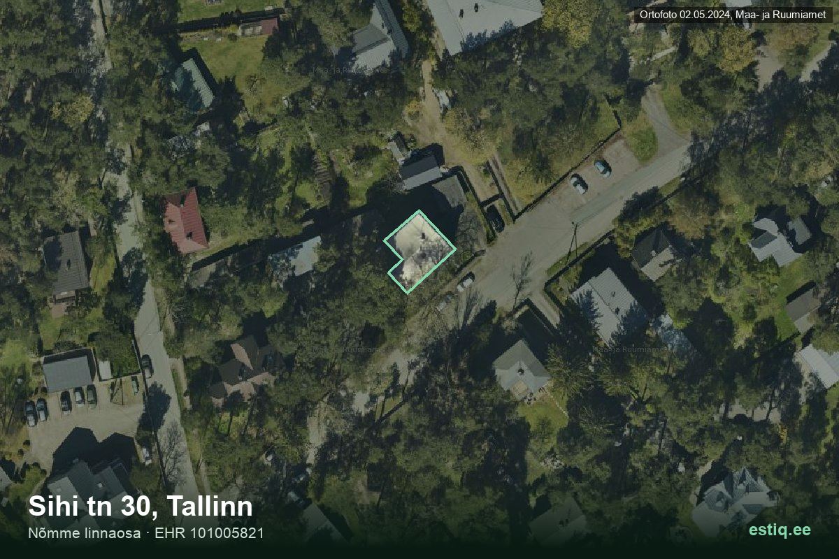 Sihi tänav 30, Tallinn – aerial photo of the building, outline from the Building Register (EHR)