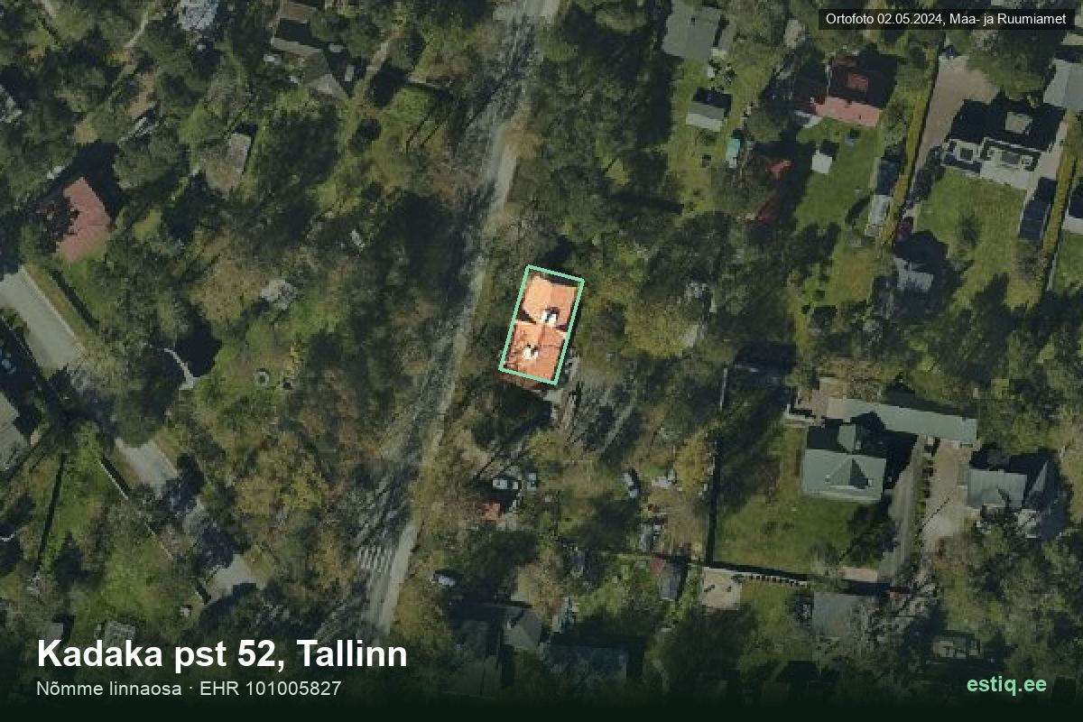 Kadaka pst 52, Tallinn – ilmakuva rakennuksesta, ääriviiva rakennusrekisteristä (EHR)