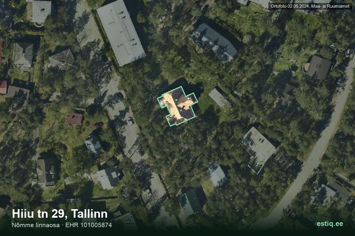 Hiiu tänav 29, Tallinn – ilmakuva rakennuksesta, ääriviiva rakennusrekisteristä (EHR)