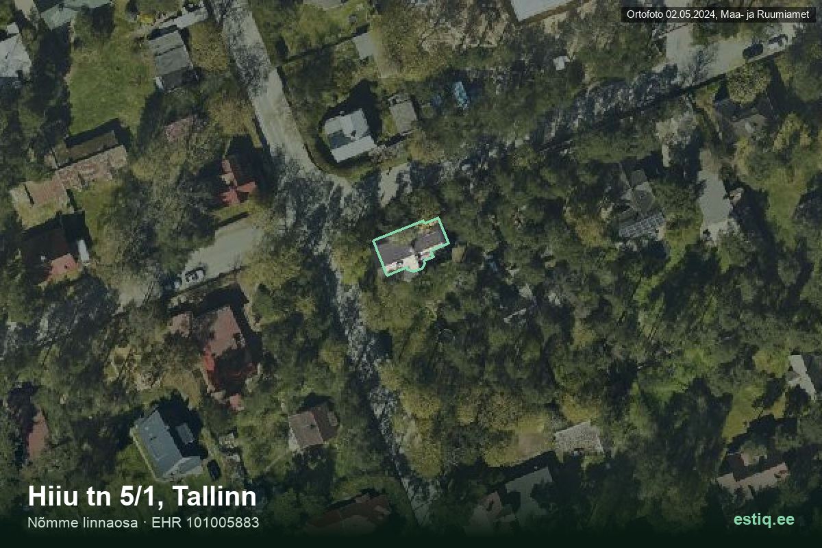 Hiiu tänav 5/1, Tallinn – hoone aerofoto, kontuur ehitisregistri (EHR) andmetest