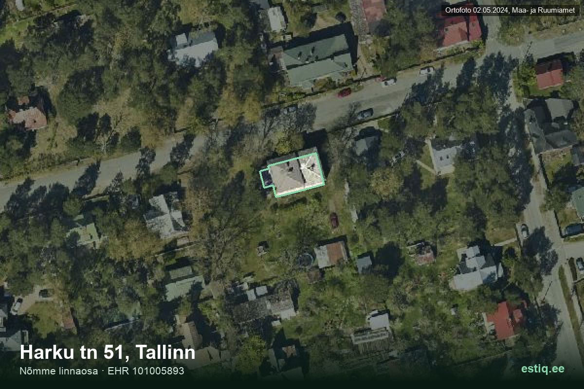 Harku tänav 51, Tallinn – ilmakuva rakennuksesta, ääriviiva rakennusrekisteristä (EHR)