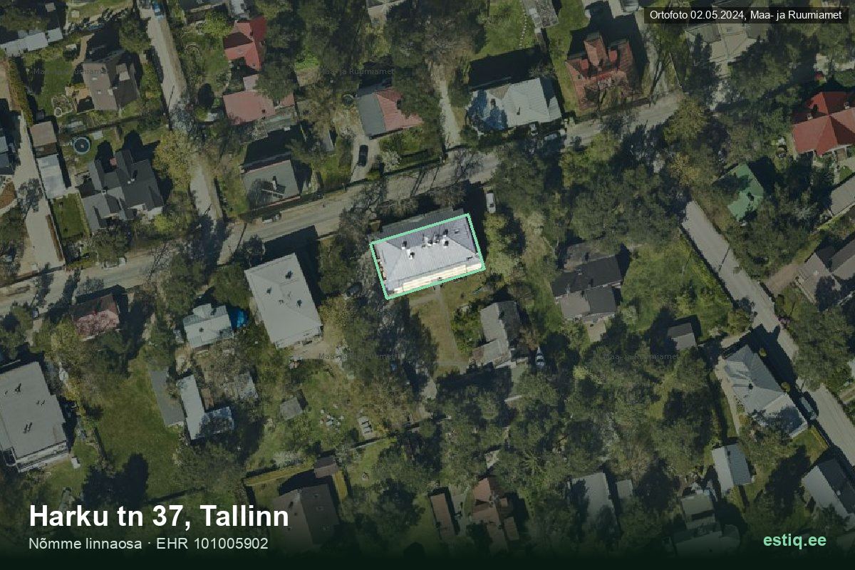 Harku tänav 37, Tallinn – ilmakuva rakennuksesta, ääriviiva rakennusrekisteristä (EHR)
