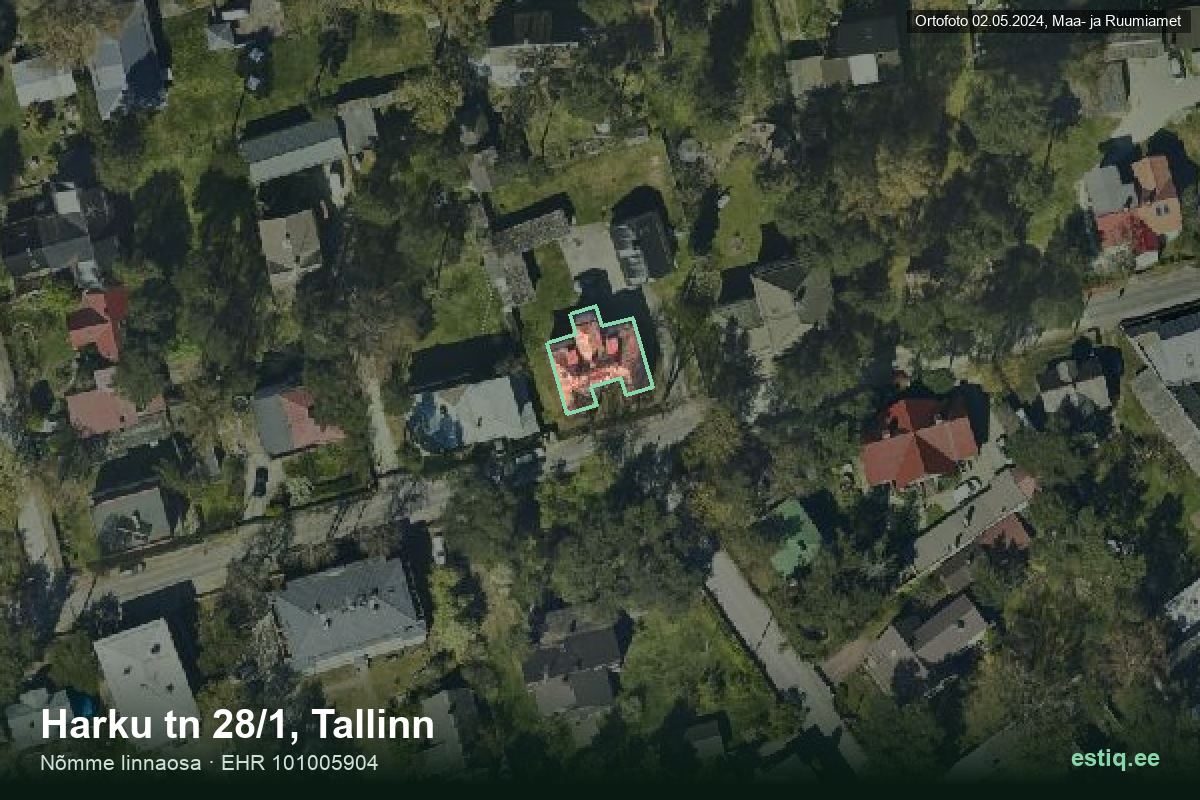 Harku tänav 28/1, Tallinn – hoone aerofoto, kontuur ehitisregistri (EHR) andmetest