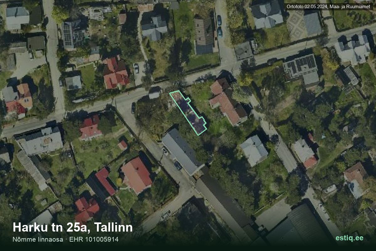 Harku tänav 25a, Tallinn – аэрофото дома, контур по данным регистра строений (EHR)