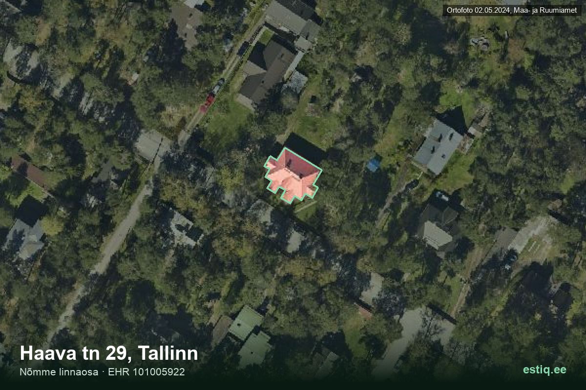 Haava tänav 29, Tallinn – hoone aerofoto, kontuur ehitisregistri (EHR) andmetest