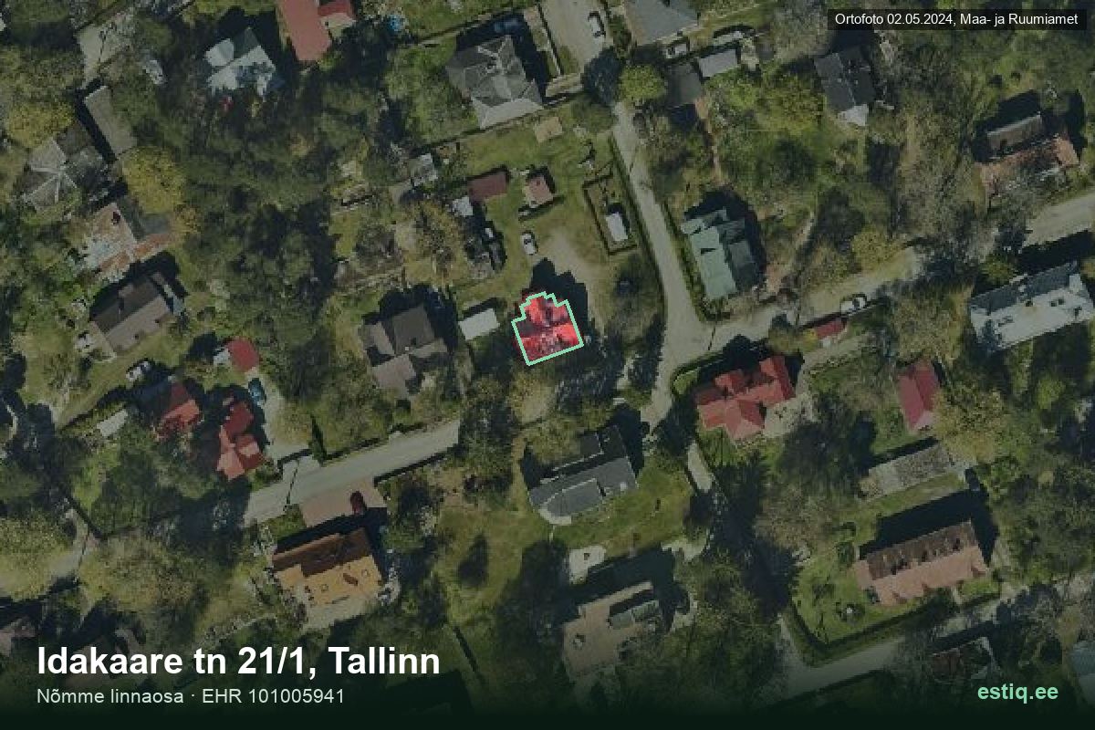 Idakaare tänav 21/1, Tallinn – hoone aerofoto, kontuur ehitisregistri (EHR) andmetest