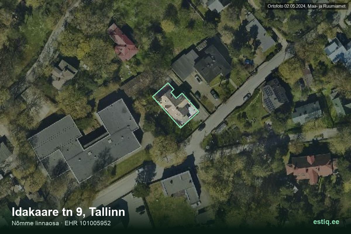Idakaare tänav 9, Tallinn – hoone aerofoto, kontuur ehitisregistri (EHR) andmetest