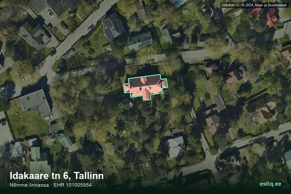Idakaare tänav 6, Tallinn – hoone aerofoto, kontuur ehitisregistri (EHR) andmetest