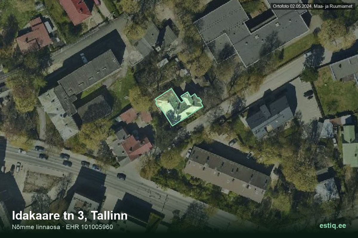 Idakaare tänav 3, Tallinn – aerial photo of the building, outline from the Building Register (EHR)