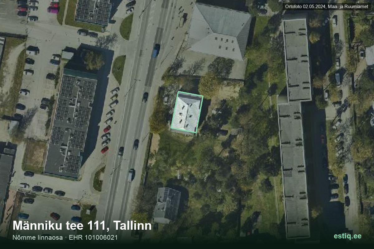 Männiku tee 111, Tallinn – hoone aerofoto, kontuur ehitisregistri (EHR) andmetest