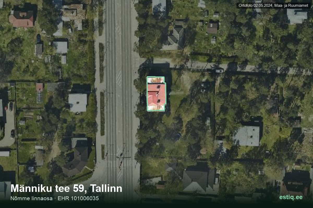 Männiku tee 59, Tallinn – hoone aerofoto, kontuur ehitisregistri (EHR) andmetest