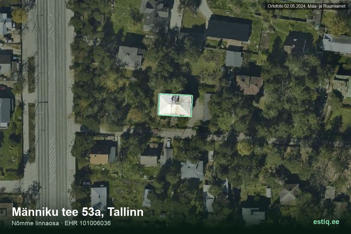 Männiku tee 53a, Tallinn – hoone aerofoto, kontuur ehitisregistri (EHR) andmetest
