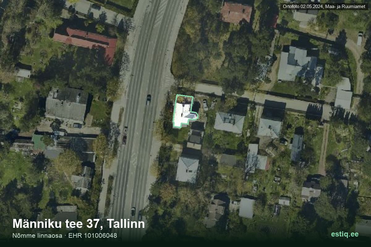 Männiku tee 37, Tallinn – hoone aerofoto, kontuur ehitisregistri (EHR) andmetest