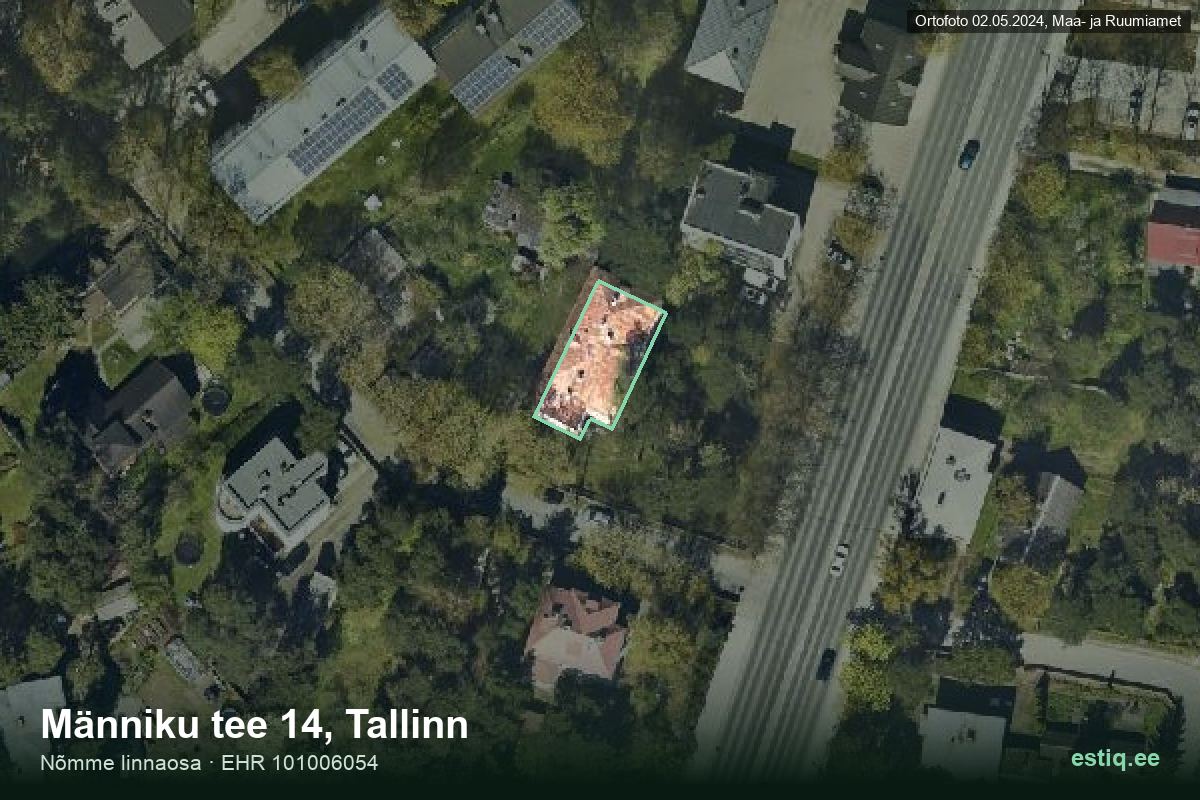 Männiku tee 14, Tallinn – hoone aerofoto, kontuur ehitisregistri (EHR) andmetest