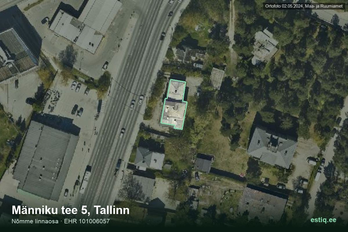 Männiku tee 5, Tallinn – hoone aerofoto, kontuur ehitisregistri (EHR) andmetest