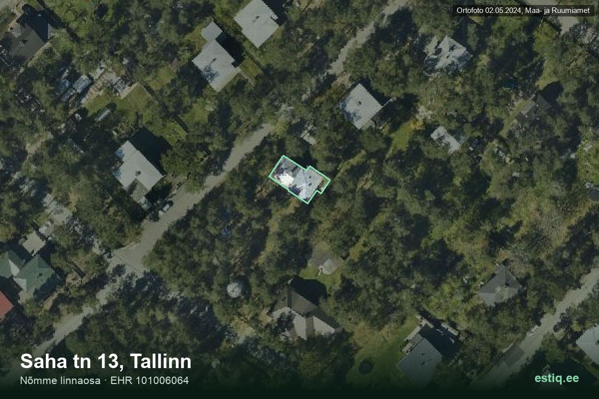 Saha tänav 13, Tallinn – ilmakuva rakennuksesta, ääriviiva rakennusrekisteristä (EHR)