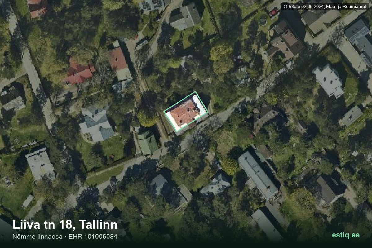 Liiva tänav 18, Tallinn – aerial photo of the building, outline from the Building Register (EHR)