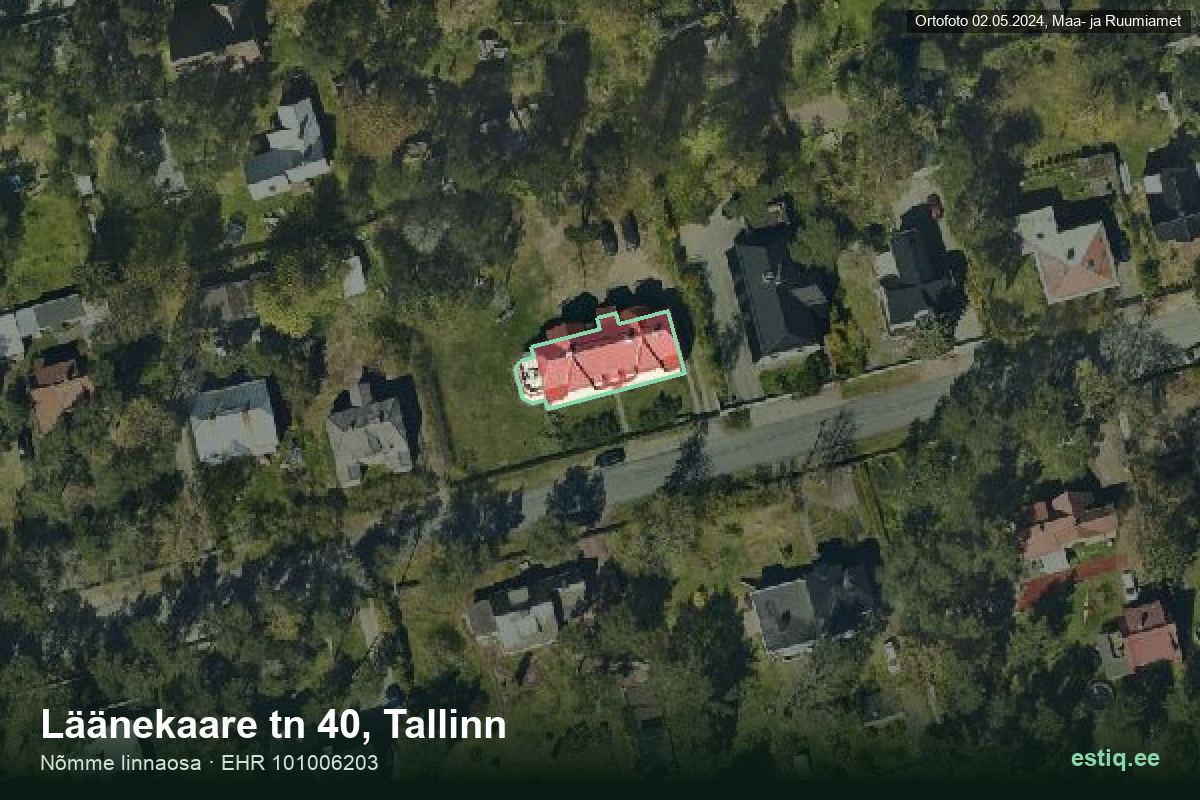 Läänekaare tänav 40, Tallinn – aerial photo of the building, outline from the Building Register (EHR)
