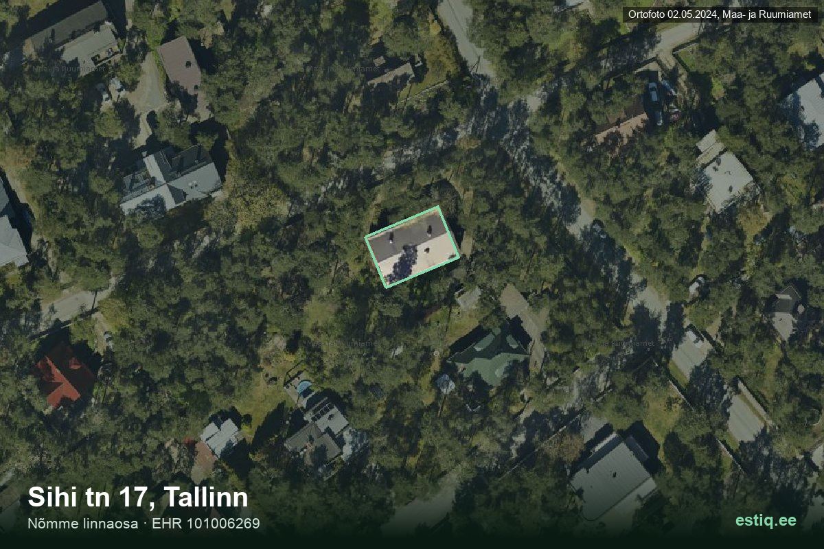 Sihi tänav 17, Tallinn – aerial photo of the building, outline from the Building Register (EHR)