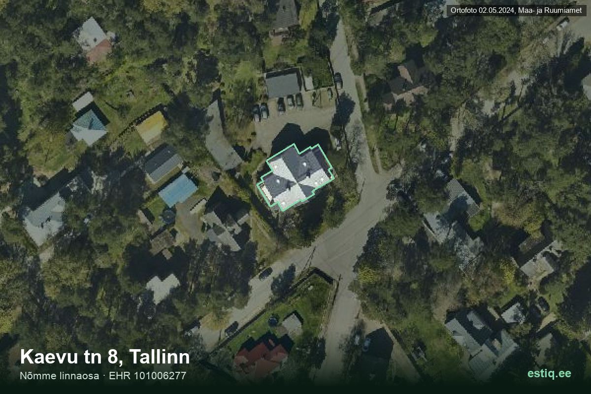 Kaevu tänav 8, Tallinn – aerial photo of the building, outline from the Building Register (EHR)