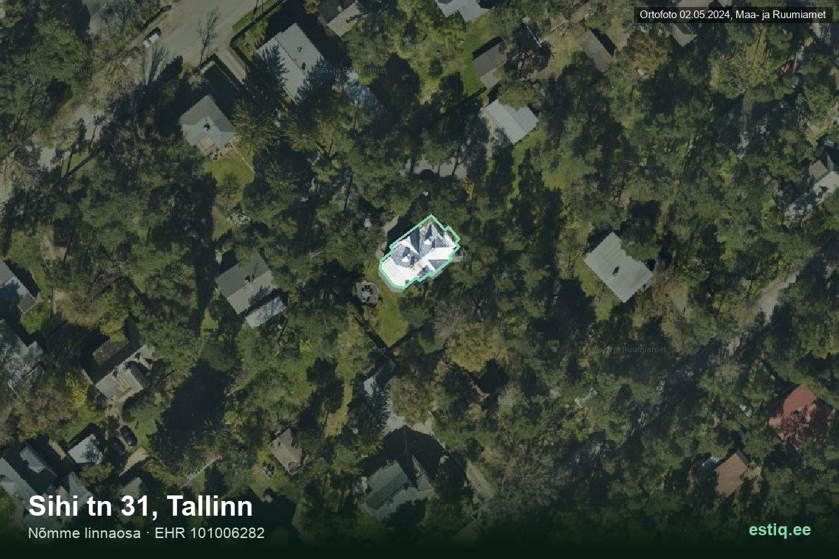 Sihi tänav 31, Tallinn – aerial photo of the building, outline from the Building Register (EHR)