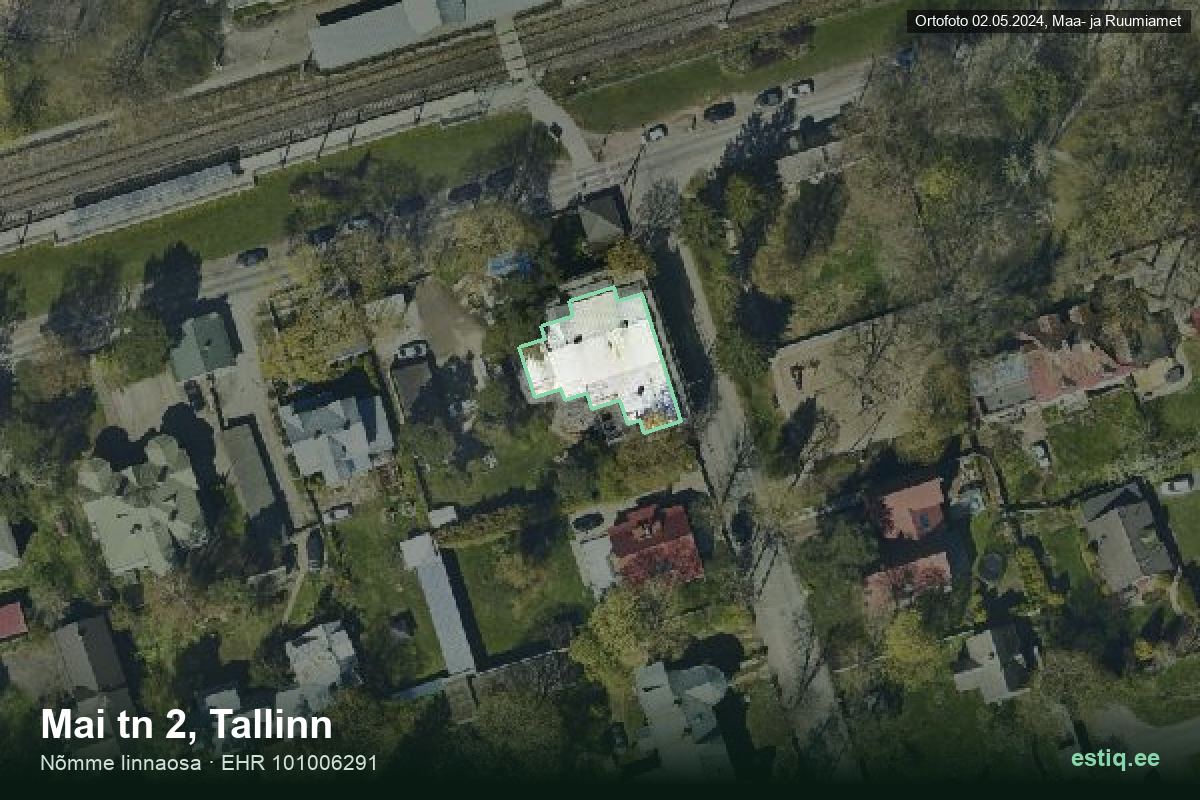 Mai tänav 2, Tallinn – hoone aerofoto, kontuur ehitisregistri (EHR) andmetest