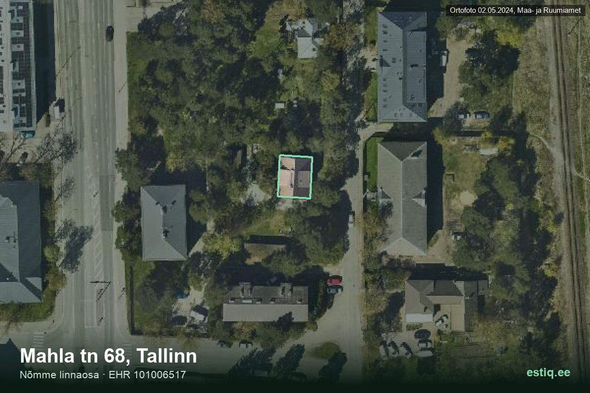 Mahla tänav 68, Tallinn – hoone aerofoto, kontuur ehitisregistri (EHR) andmetest