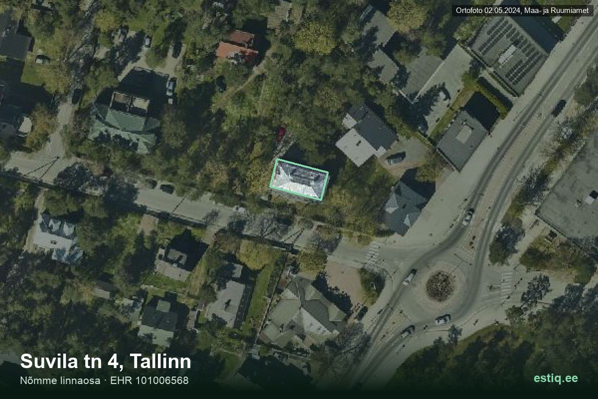Suvila tänav 4, Tallinn – aerial photo of the building, outline from the Building Register (EHR)