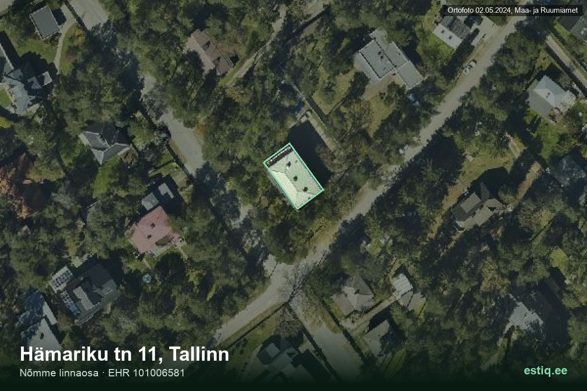 Hämariku tänav 11, Tallinn – hoone aerofoto, kontuur ehitisregistri (EHR) andmetest