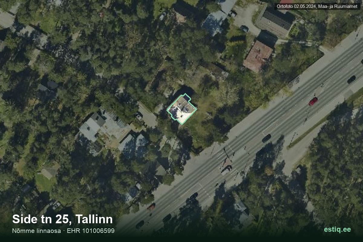 Side tänav 25, Tallinn – hoone aerofoto, kontuur ehitisregistri (EHR) andmetest