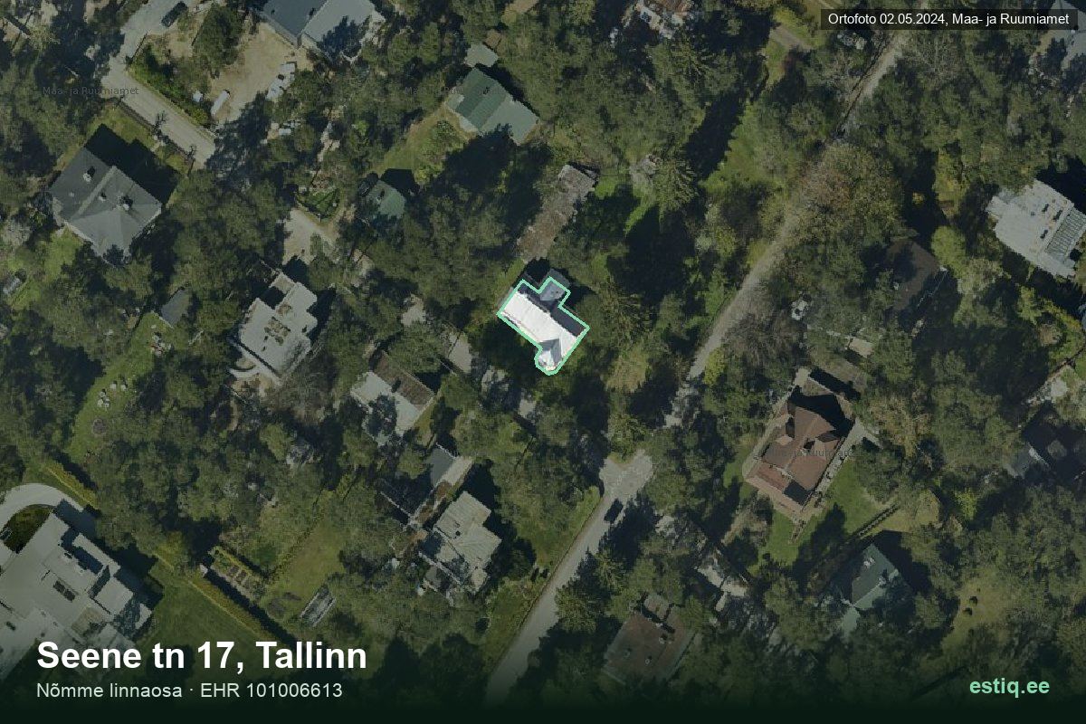 Seene tänav 17, Tallinn – аэрофото дома, контур по данным регистра строений (EHR)