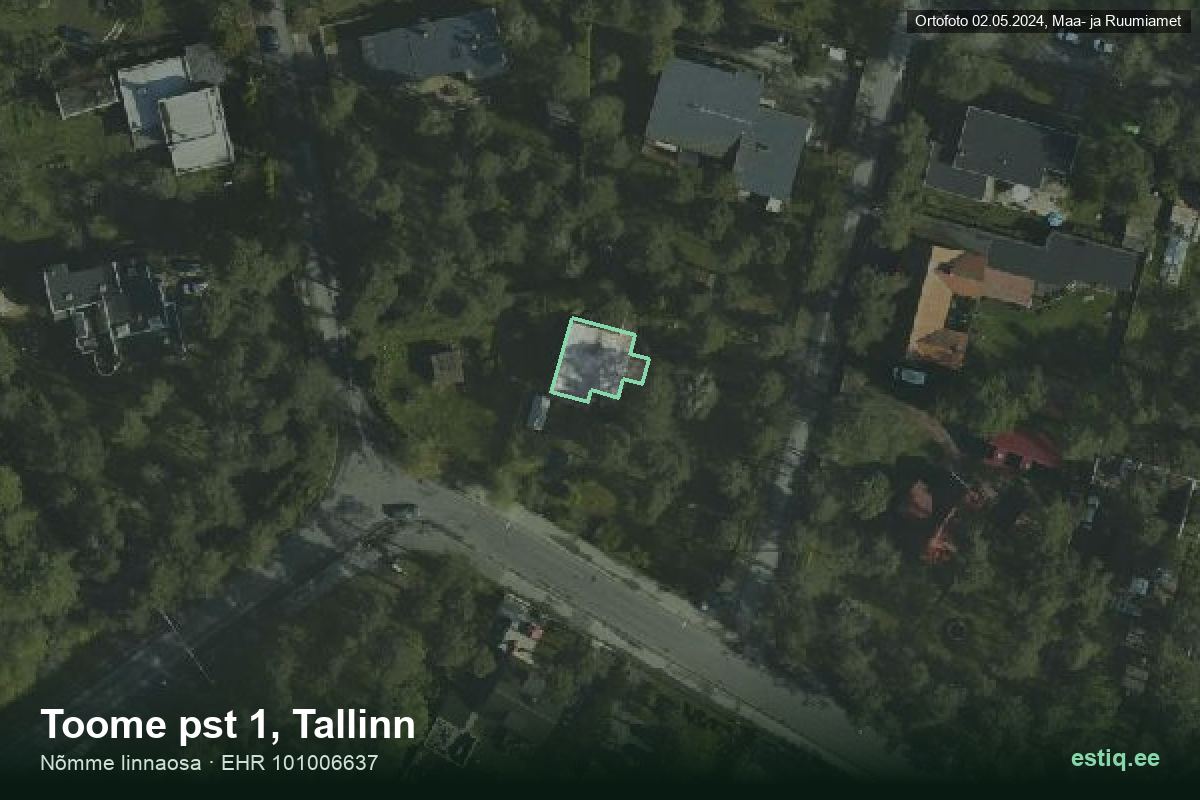 Toome pst 1, Tallinn – hoone aerofoto, kontuur ehitisregistri (EHR) andmetest