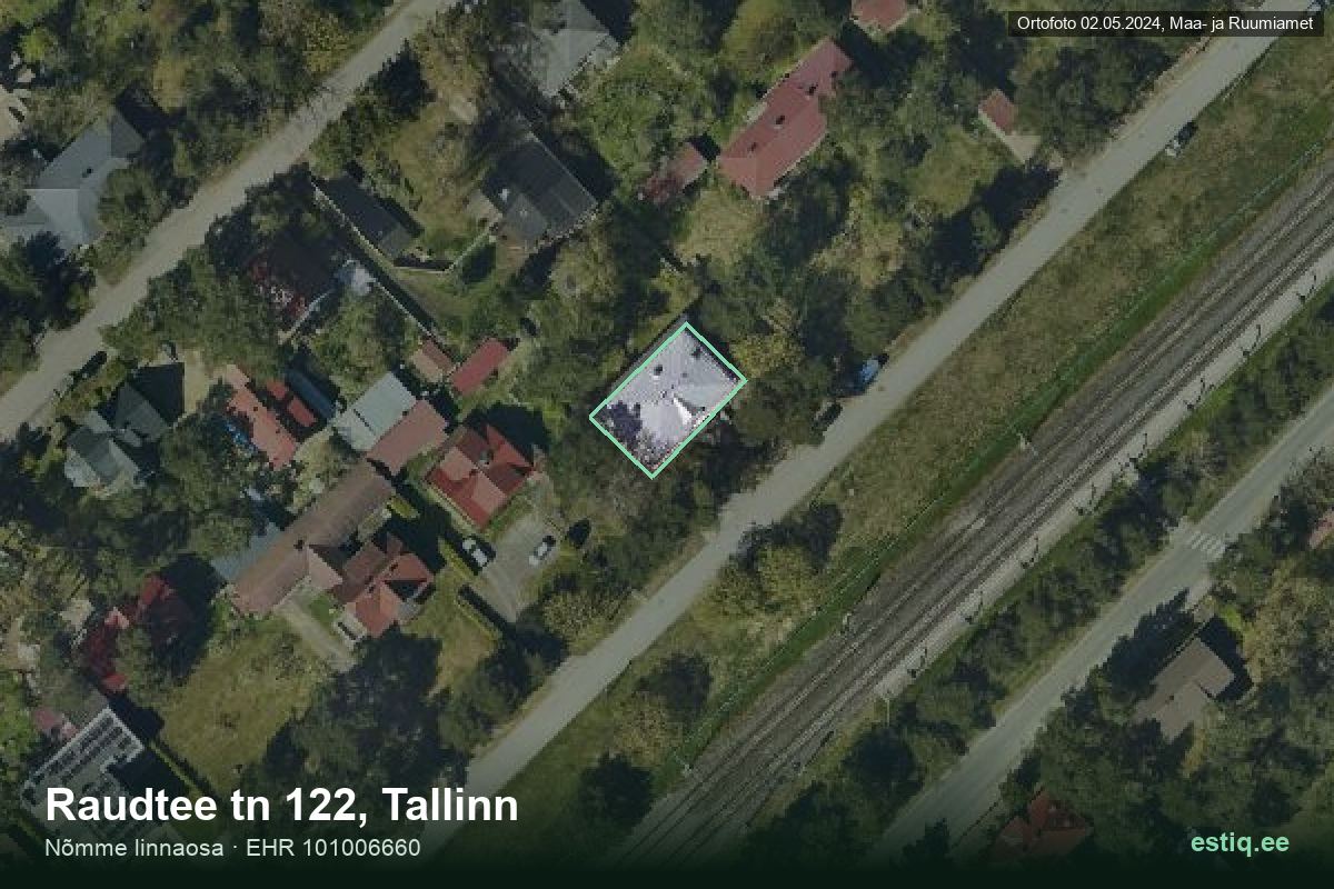 Raudtee tänav 122, Tallinn – hoone aerofoto, kontuur ehitisregistri (EHR) andmetest