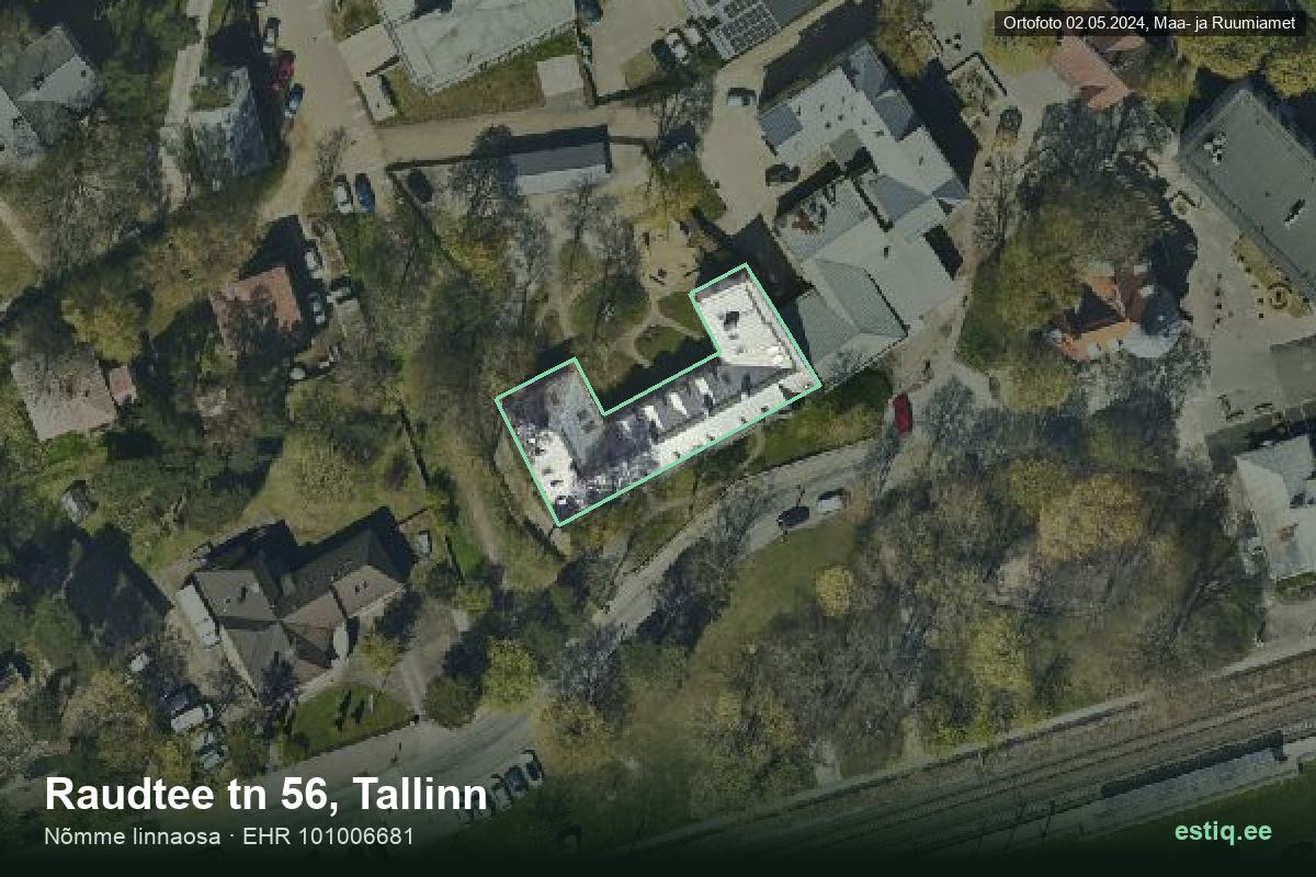 Raudtee tänav 56, Tallinn – hoone aerofoto, kontuur ehitisregistri (EHR) andmetest