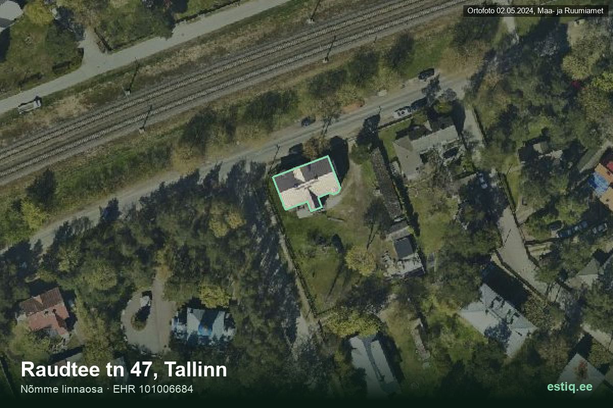Raudtee tänav 47, Tallinn – hoone aerofoto, kontuur ehitisregistri (EHR) andmetest