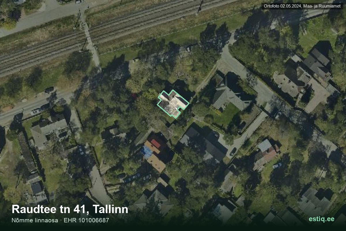 Raudtee tänav 41, Tallinn – hoone aerofoto, kontuur ehitisregistri (EHR) andmetest