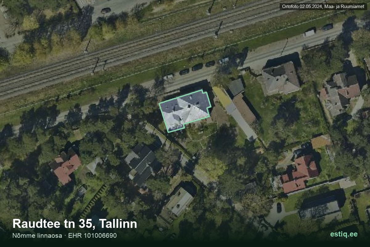 Raudtee tänav 35, Tallinn – hoone aerofoto, kontuur ehitisregistri (EHR) andmetest