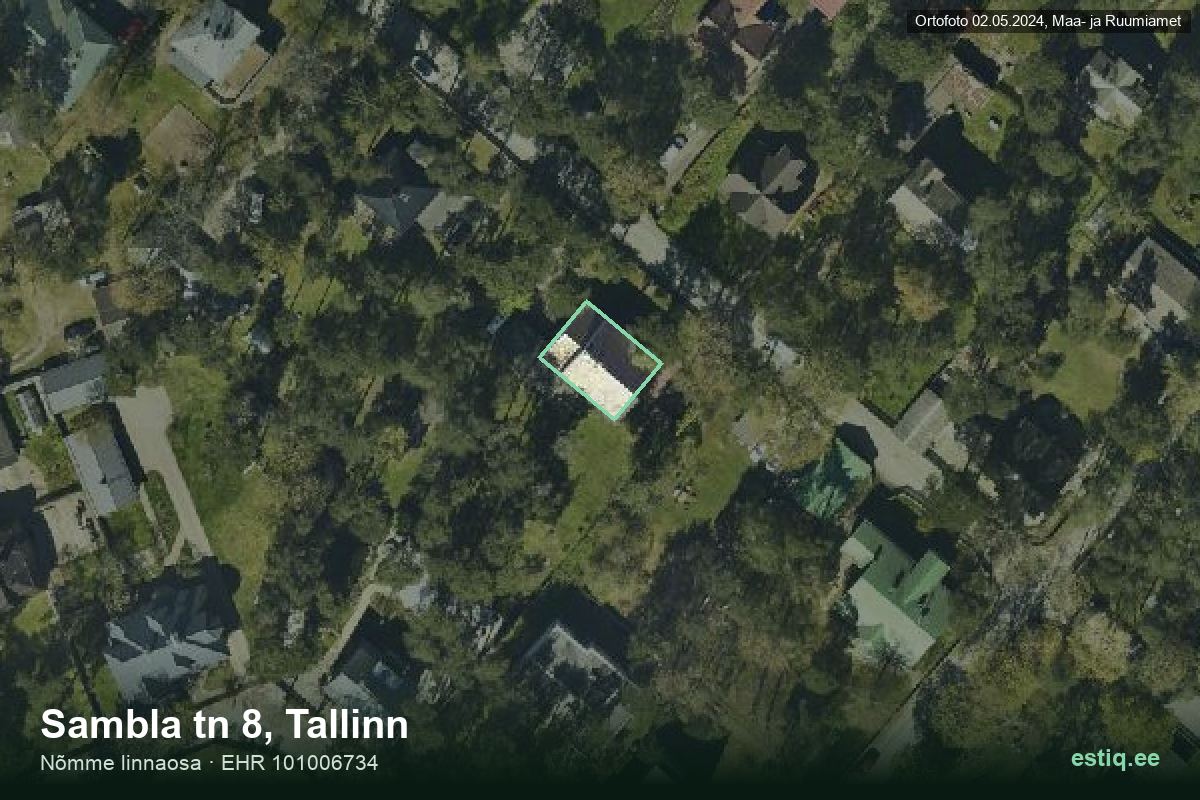 Sambla tänav 8, Tallinn – aerial photo of the building, outline from the Building Register (EHR)