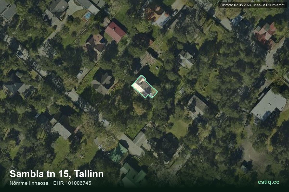 Sambla tänav 15, Tallinn – hoone aerofoto, kontuur ehitisregistri (EHR) andmetest