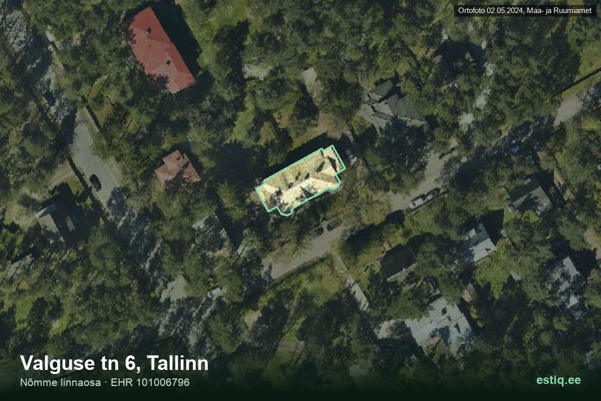 Valguse tänav 6, Tallinn – hoone aerofoto, kontuur ehitisregistri (EHR) andmetest