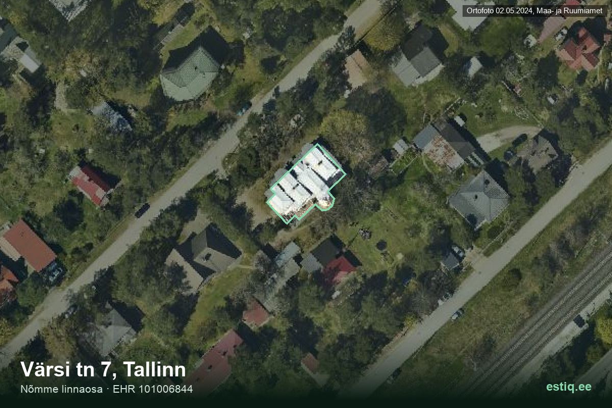 Värsi tänav 7, Tallinn – hoone aerofoto, kontuur ehitisregistri (EHR) andmetest