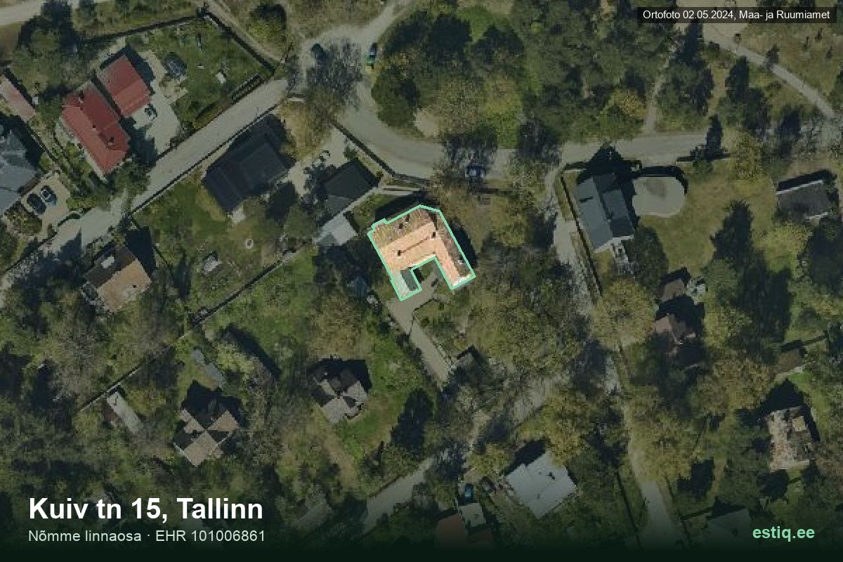 Kuiv tänav 15, Tallinn – аэрофото дома, контур по данным регистра строений (EHR)