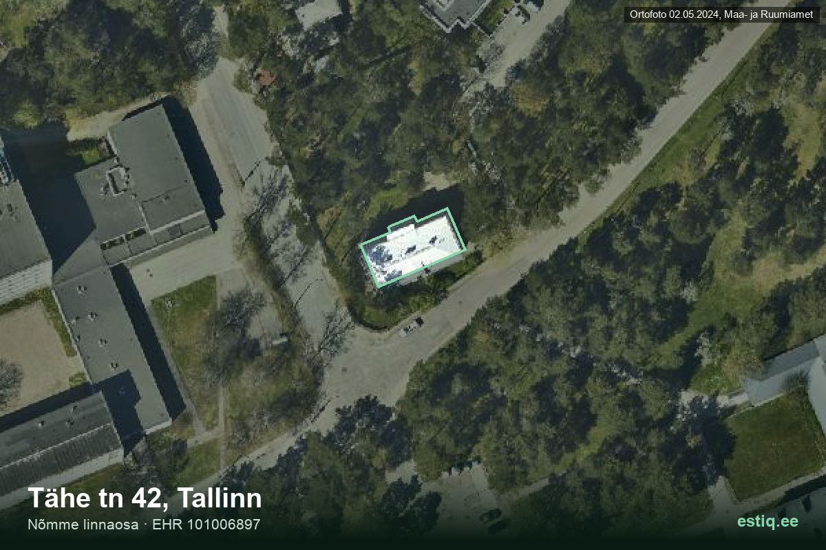 Tähe tänav 42, Tallinn – aerial photo of the building, outline from the Building Register (EHR)