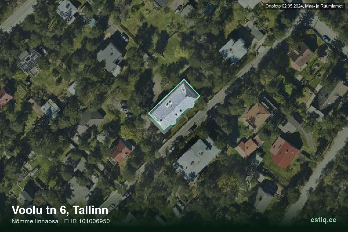 Voolu tänav 6, Tallinn – ilmakuva rakennuksesta, ääriviiva rakennusrekisteristä (EHR)