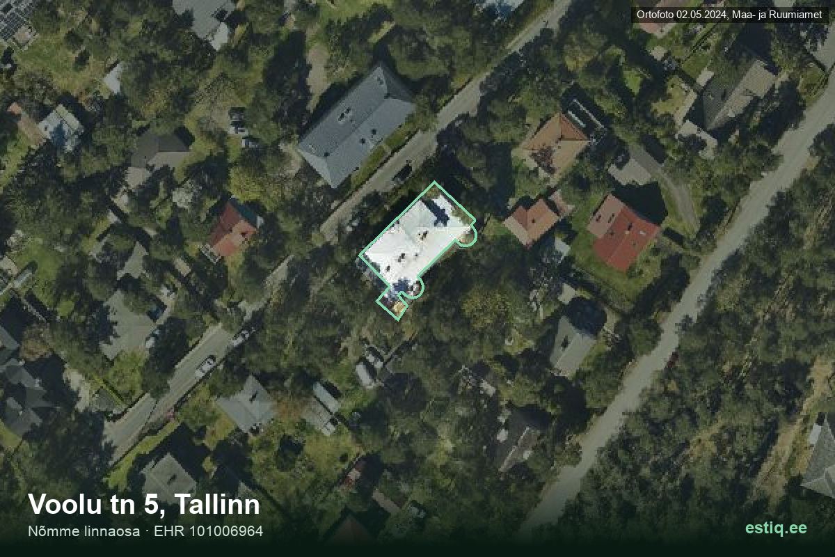 Voolu tänav 5, Tallinn – ilmakuva rakennuksesta, ääriviiva rakennusrekisteristä (EHR)