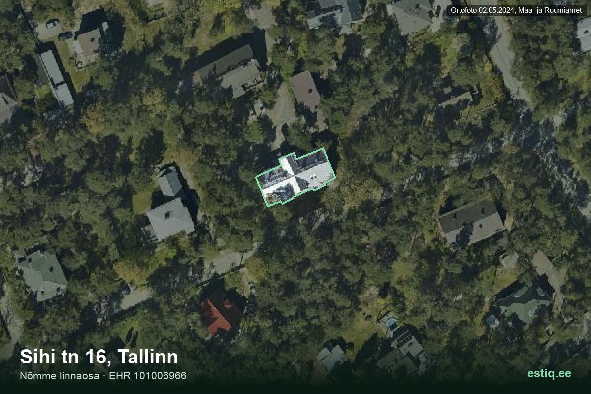 Sihi tänav 16, Tallinn – aerial photo of the building, outline from the Building Register (EHR)